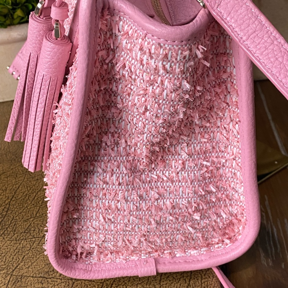 Kate Spade Pink Rowe Summer Tweed Medium Top Zip Satchel - Picture 8 of 17